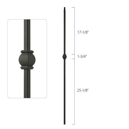 Steel Tube Spindles - 1/2 in. Square Series With Dowel Top - Single Collar