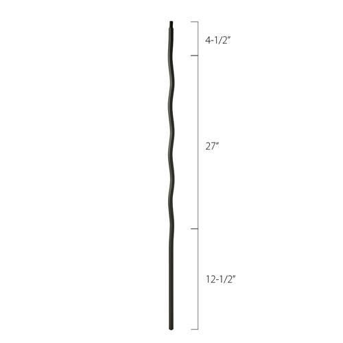 Steel Tube Spindles - 1/2 in. Square Series With Dowel Top - Wavy