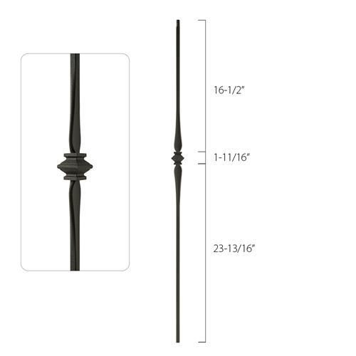 Steel Tube Spindles - 1/2 in. Square Series With Dowel Top - Single Collar