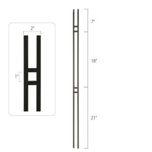 Steel Tube Spindles - 1/2 in. Square H Series With Dowel Top - Double Feature